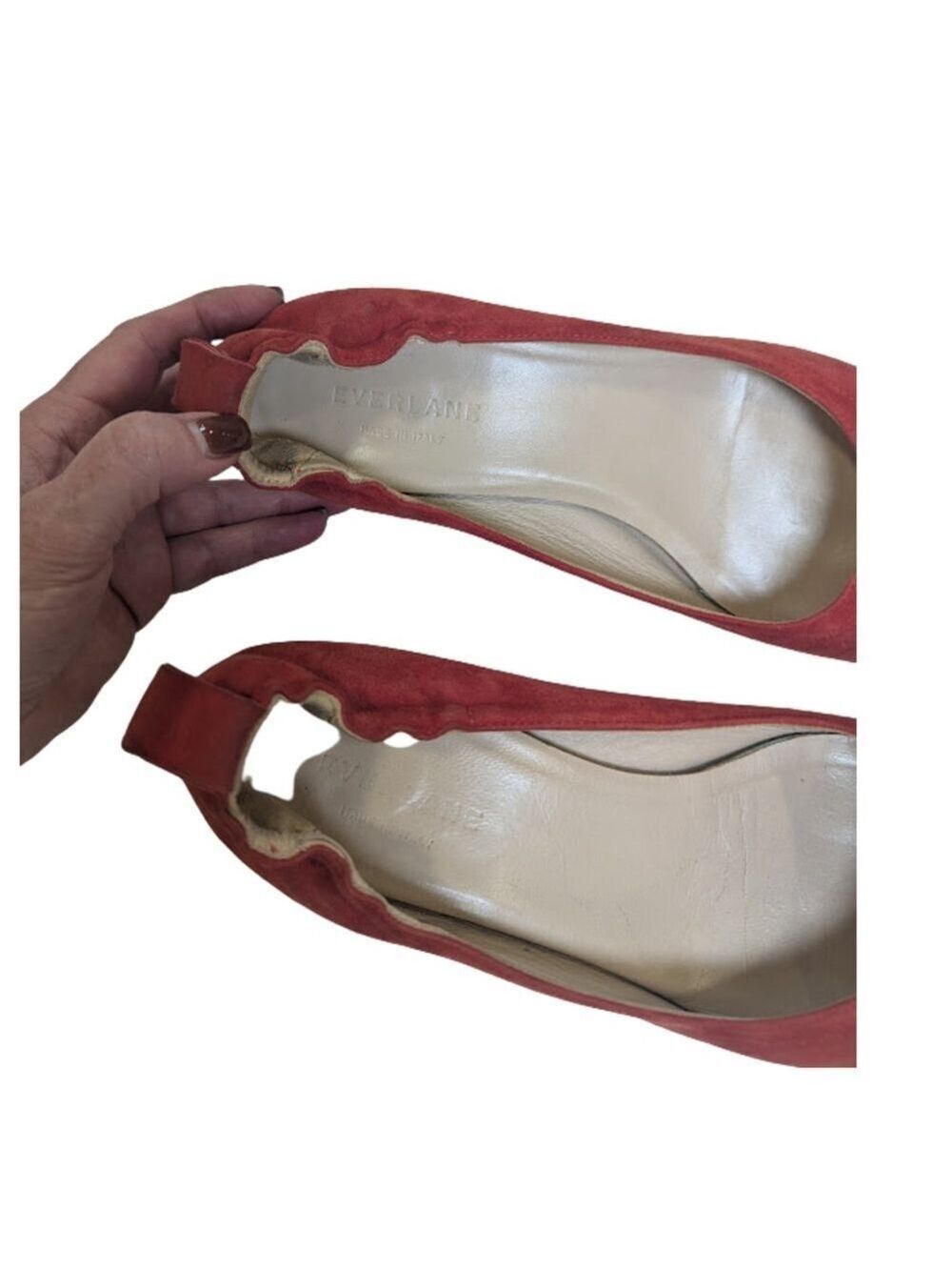 Everlane Italian Suede Day Heel • Size 8 • Soft Red Block Heel • Chic Minimalist - Picture 11 of 13
